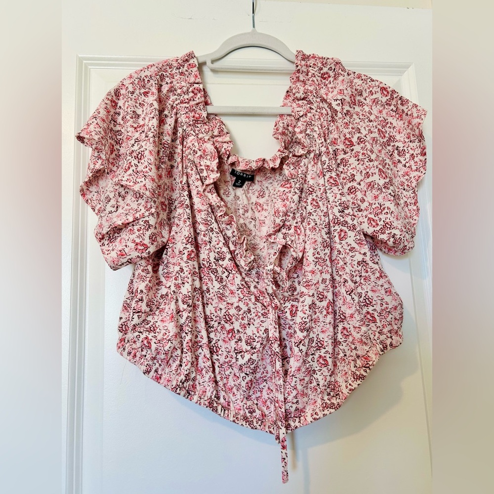 Maxi Gauze Off Shoulder Split Skirt Two Piece Set Pink Floral - Picture 2 of 4